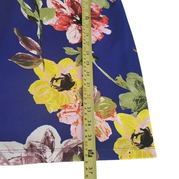 royal & Yellow Floral Tie-Cuff Sheath Dress - Women Sz 10 - Picture 4 of 5
